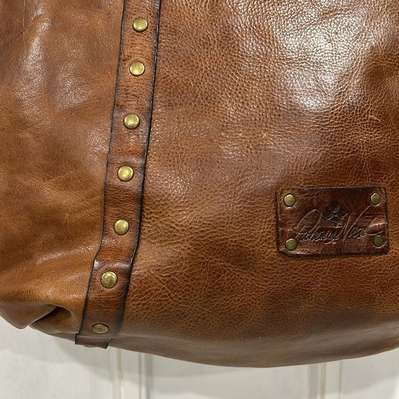 Patricia Nash Benvenuto Heritage Distressed Leather Large Tan Cognac Brown Tote - Picture 5 of 14